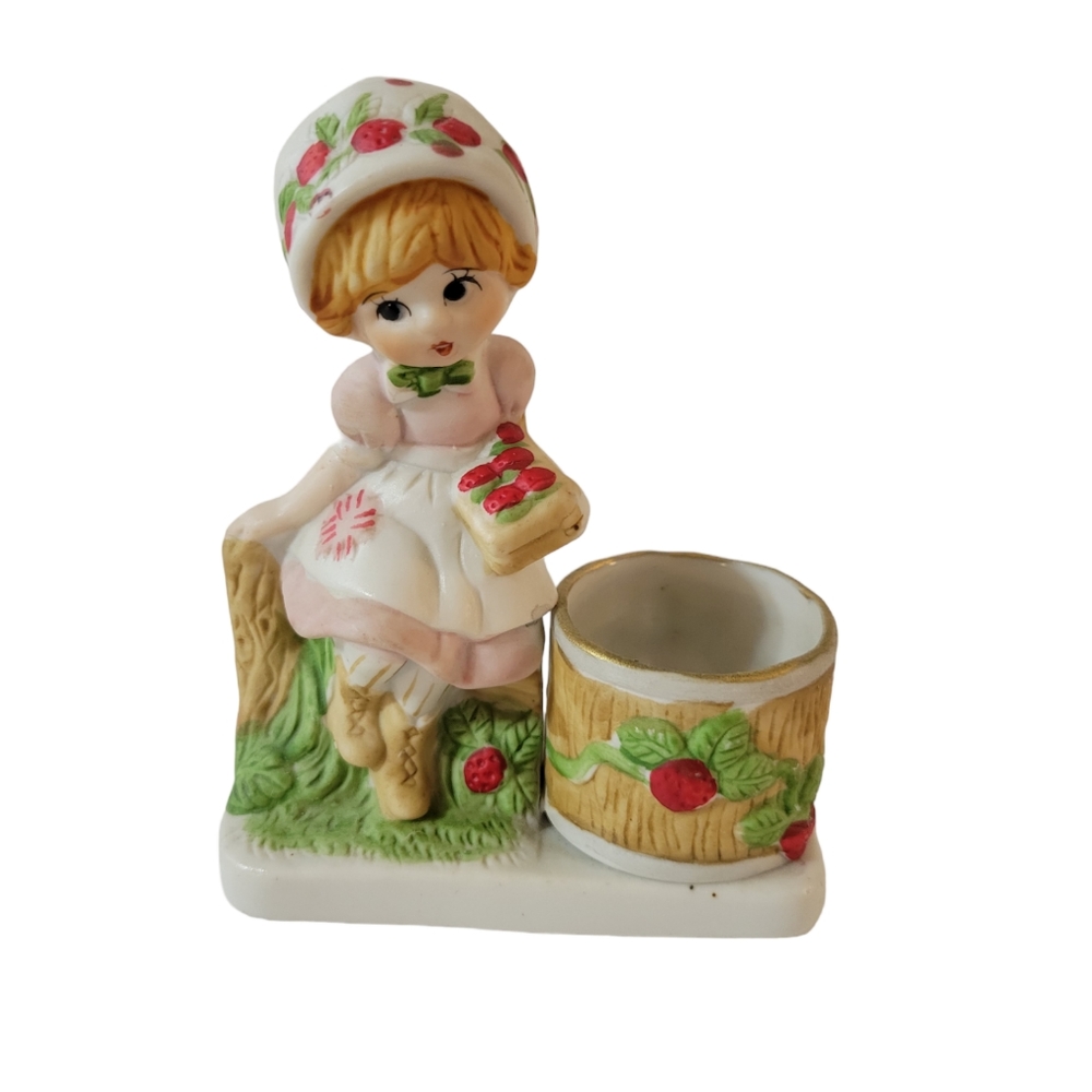 Vintage Jasco Strawberry Patch Girl Votive Holder